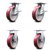 Service Caster 8 Inch Poly on Aluminum Caster Set with Roller Bearing 2 Brakes and 2 Rigid SCC SCC-35S820-PAR-SLB-2-R-2